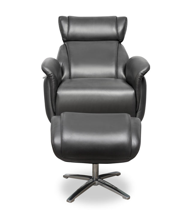 Vega Leath-Aire® Swivel Reclining Chair and Footrest - Grey
