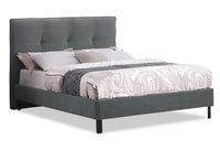 Amos Upholstered Headboard in Charcoal Fabric, Tufted - King Size 