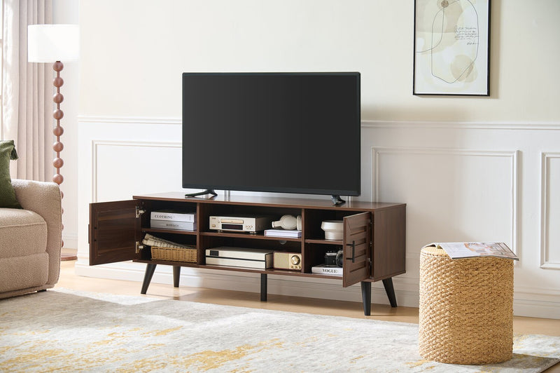 Archie 55\" Modern TV Stand with Storage for TVs up to 58\"- Dark Walnut