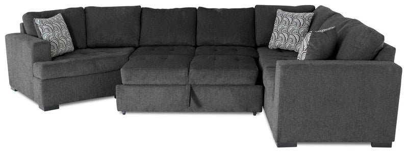 Legend 3-Piece Left-Facing Chenille Cuddler Sleeper Sectional - Pepper