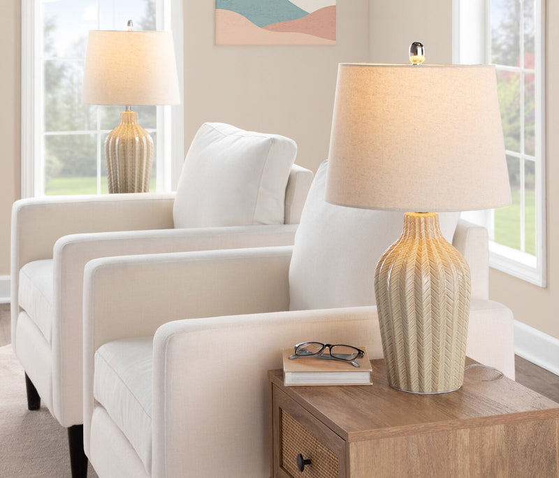 Rockwell 23\" Contemporary Ceramic Table Lamp in Cuban Sand Ceramic