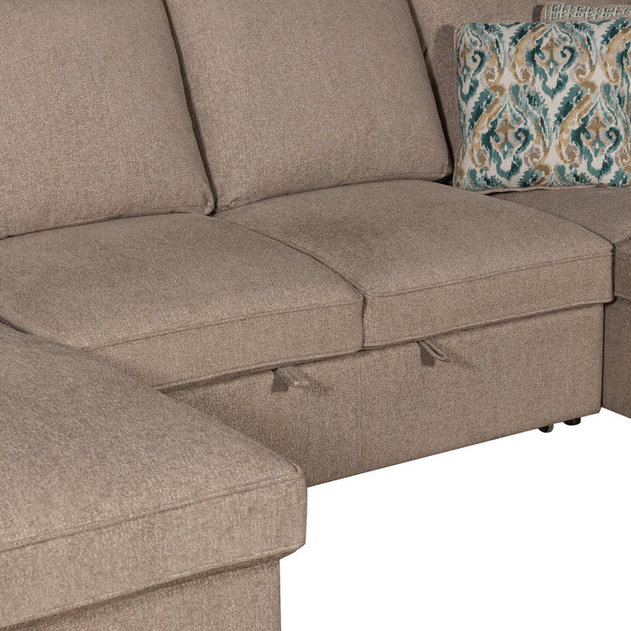 Haven 4-Piece Chenille Left-Facing Sleeper Sectional - Taupe
