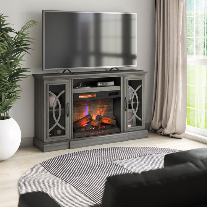 Brooke 62\" Contemporary Electric Fireplace TV Stand with Storage & Cable Management for TVs up to 70