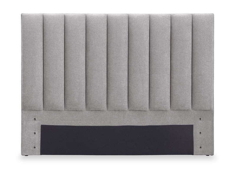 Amos Grey Upholstered Storage Bed with Channel Headboard - Queen