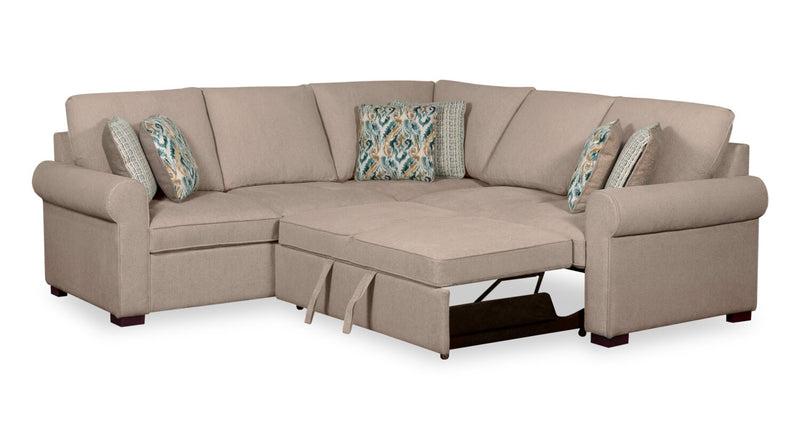 Scott Living Haven 3-Piece Right-Facing Taupe Chenille Fabric Sleeper Sectional