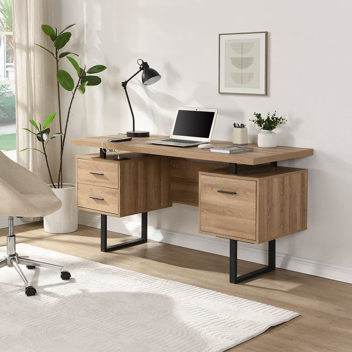 Winslow 60\" Desk with 3-Drawers - Black