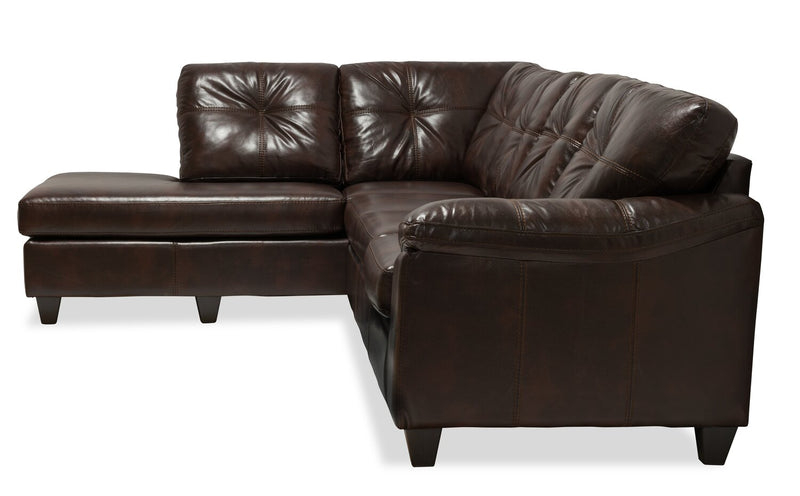 Made in Canada Addison 2-Piece Left-Facing Leather-Look Fabric Sectional with Removable Seat Cushions - Brown 