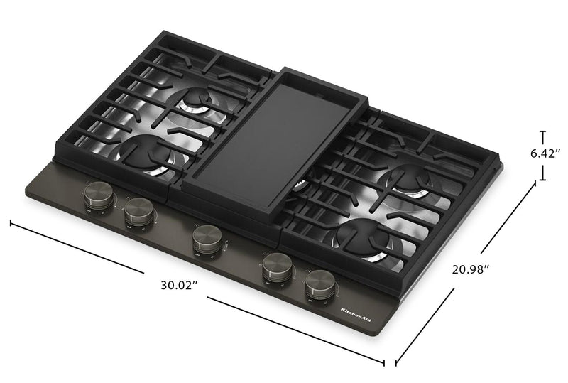  KitchenAid Gas-on-Metal Cooktop with CookShield Finish - Black Ore - KCGK730SBE
