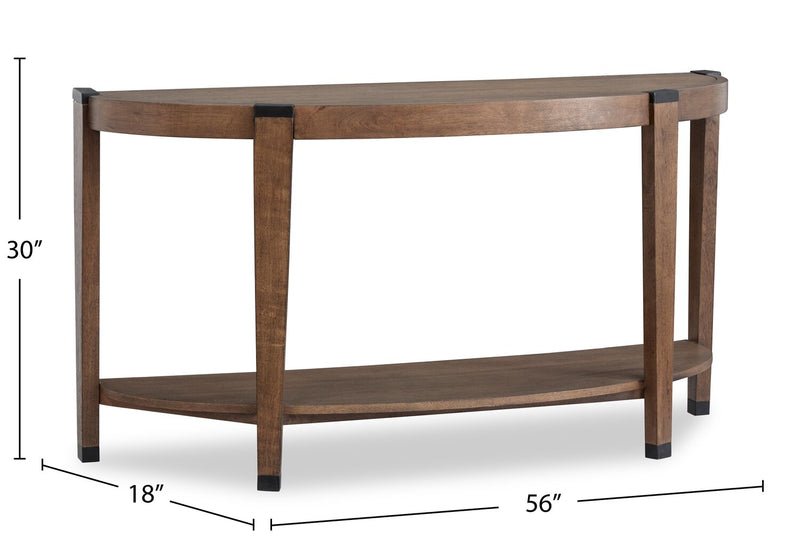 Gordon 56” Round Solid Wood Sofa Table - Brown