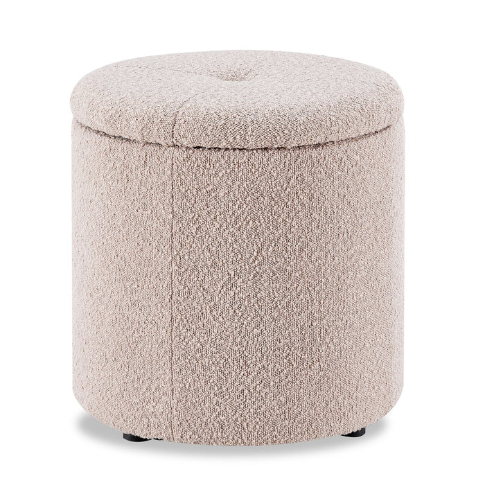 Saskatchewan Round Fabric Storage Ottoman - Pink