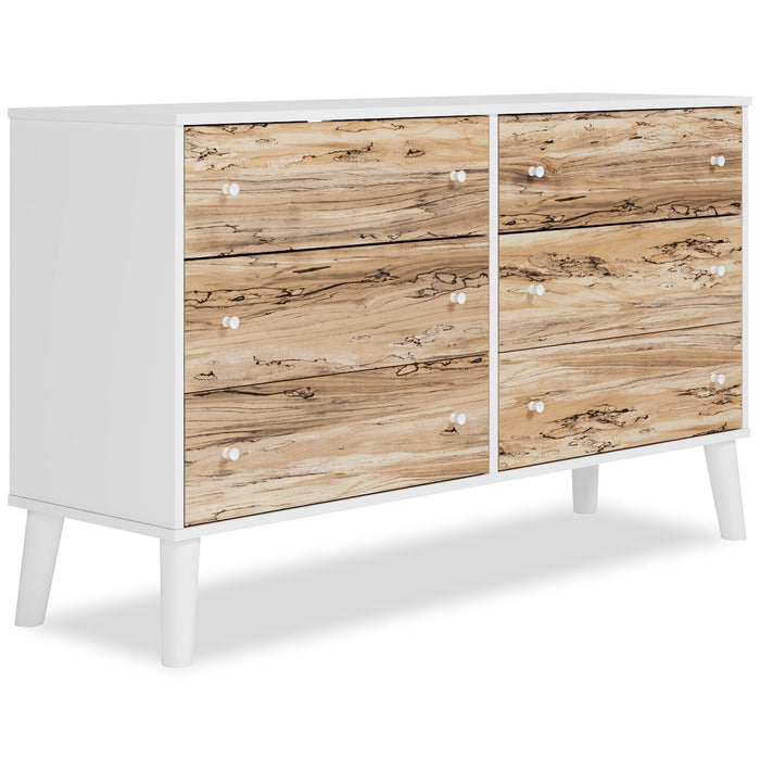 Wolf Bedroom 6-Drawer Dresser, 59\"W x 33.9\"H, Modern Mid-Century - Two-tone White & Natural 