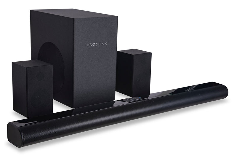 Proscan 32\" 5.1-Channel 140W Bluetooth Soundbar with Wired Subwoofer and Wireless Surround Sound