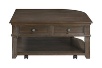 Weston 38” Traditional Lift Top Coffee Table with Storage and Casters - Brown Elm 