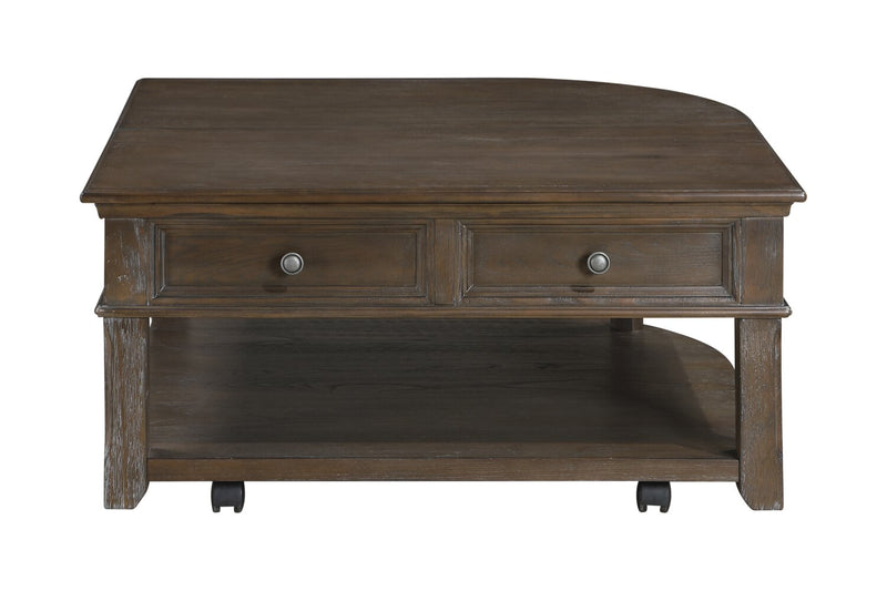 Weston 38” Traditional Lift Top Coffee Table with Storage and Casters - Brown Elm