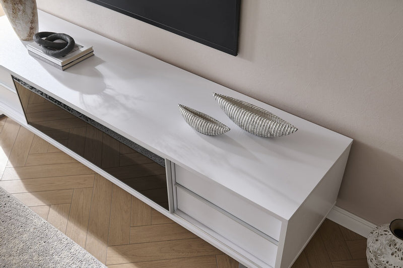 Amelia 89\" x 22\" Modern TV Stand with Storage and Cable Management for TVs up to 100\" - White