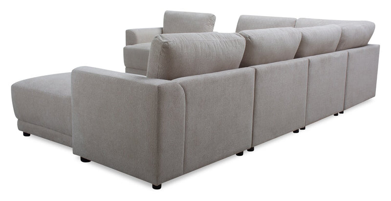 Voyage Modular 7-Piece Left-Facing Fabric Sectional with Console and Removable Back Cushions – Beige