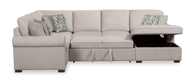 Haven 4-Piece Chenille Right-Facing Sleeper Sectional - Grey 