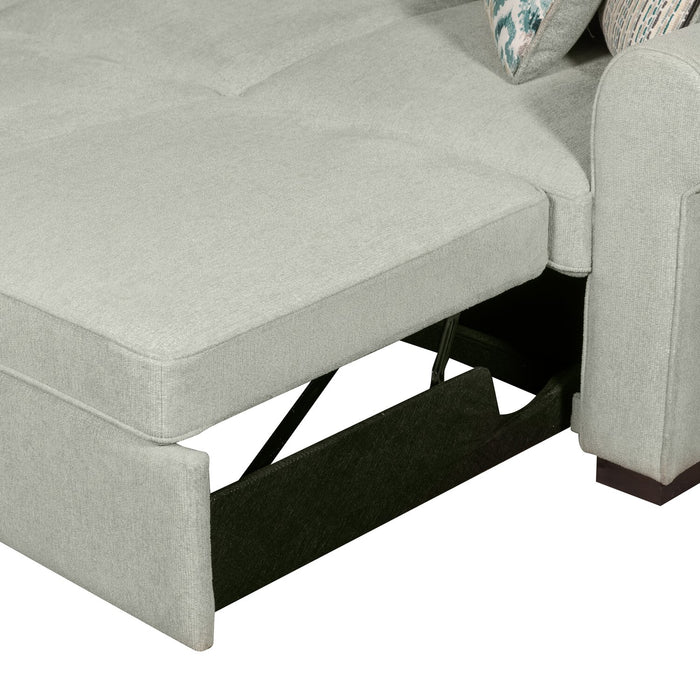 Haven 4-Piece Chenille Left-Facing Sleeper Sectional - Seafoam