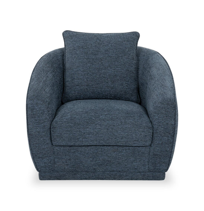 Rio 34.5\" Blue Chenille Fabric Swivel Accent Chair with Reversible Seat Cushion