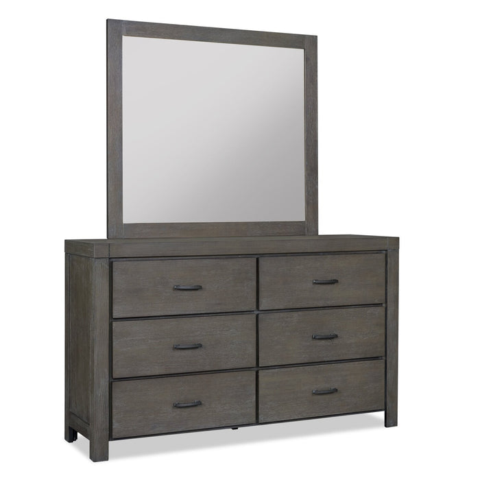 Koda Bedroom Dresser Mirror, Pine Wood - Grey 