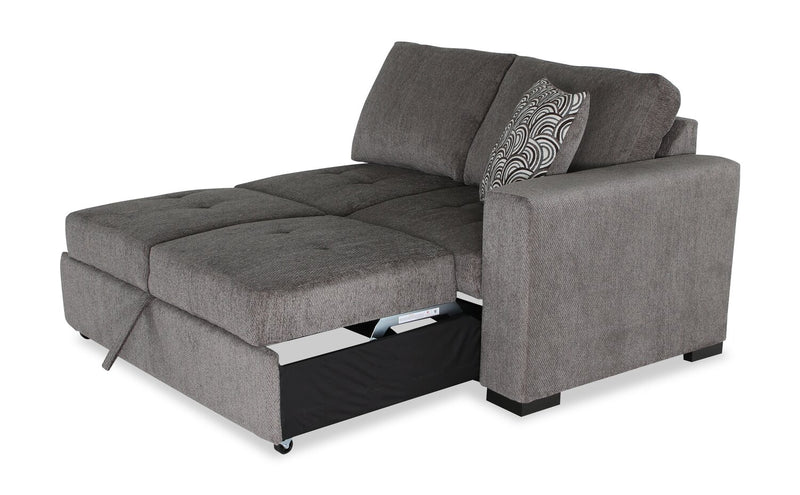 Made in Canada Legend 2-Piece Left-Facing Chenille Fabric Cuddler Sleeper Sectional - Pewter Brown