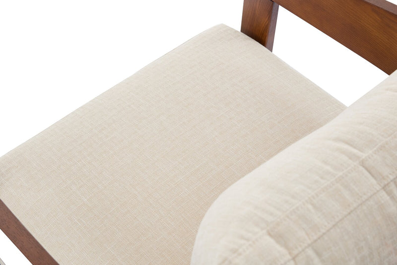 Amor 28.54\" Fabric Accent Chair with Wood Arms and Legs – Taupe