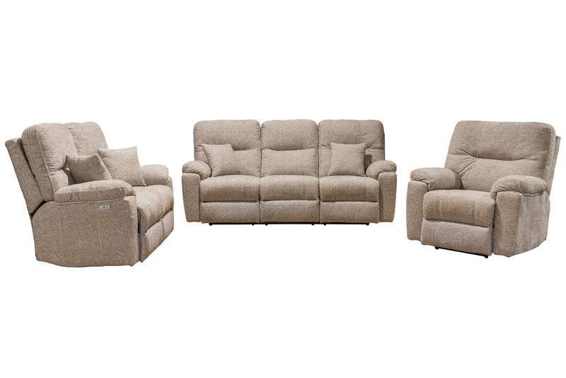 Made in Canada Dawson 64\" Fabric Power Reclining Loveseat with USB Port and Accent Pillows - Beige 