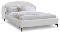 Luna Upholstered Wingback Bed in White Fabric - Queen Size 