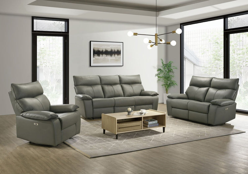 Matteo 42\" Genuine Leather Power Reclining Chair - Aviarah Grey