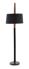 Sybil 18\" Mid-Century Modern Floor Lamp with Marble Base – Black Walnut
