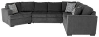 Made in Canada Legend 3-Piece Left-Facing Chenille Fabric Cuddler Sleeper Sectional - Pepper Grey 