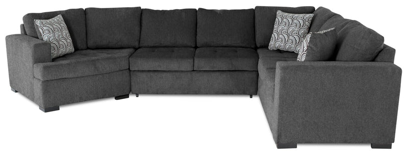 Legend 3-Piece Left-Facing Chenille Cuddler Sleeper Sectional - Pepper