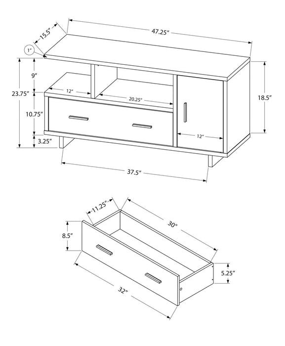 Alexis 48\" Modern TV Stand with Storage & Cable Management for TVs up to 55\"- Espresso and Grey Two