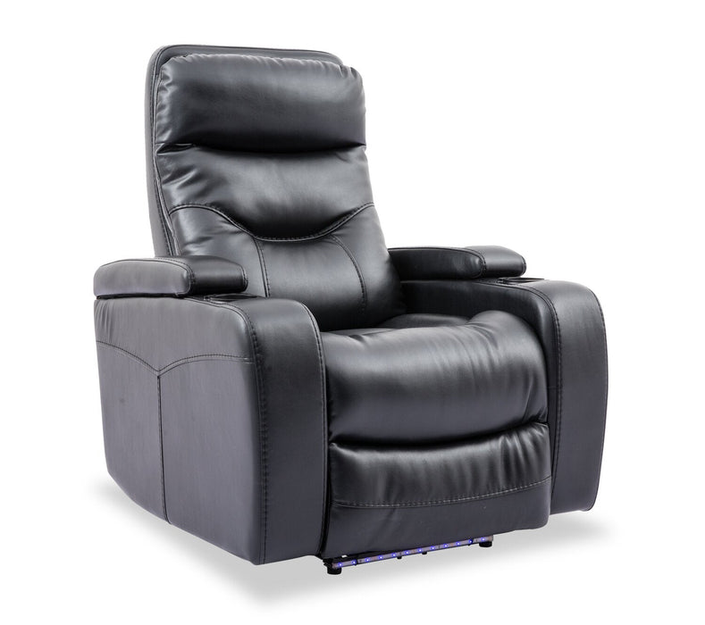 Glow 33\" Fabric Power Reclining Chair with Storage Armrests - Black 