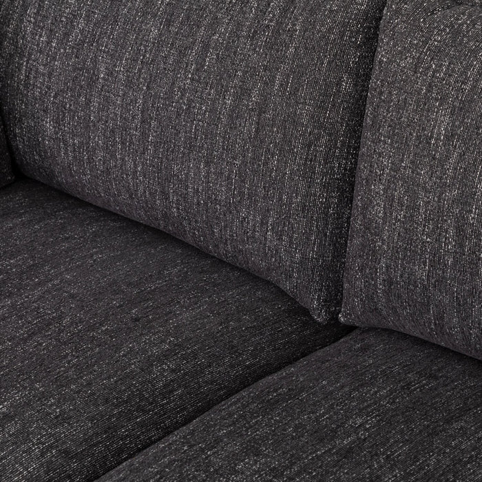 Fusion Modular 4-Piece Charcoal Grey Chenille Fabric Sectional with Feather Down Cushions and Ottoman