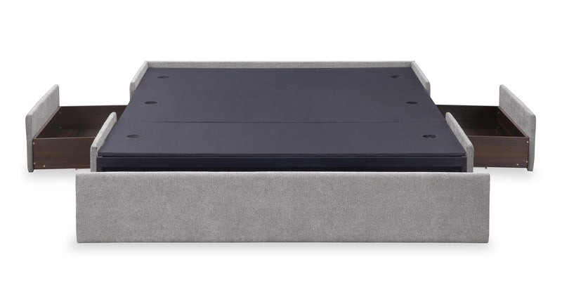 Amos Grey Upholstered Storage Bed with Channel Headboard - King