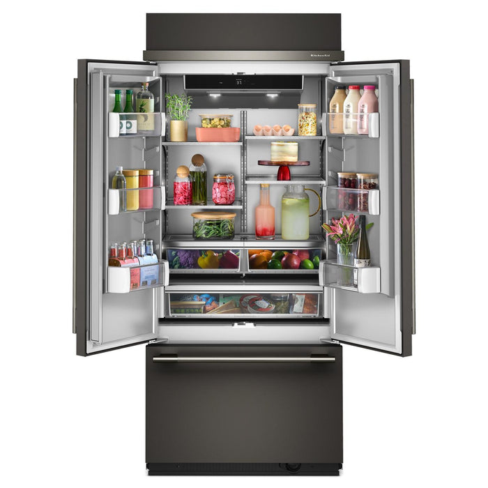 KitchenAid 36\" 20.8 Cu. Ft. French Door Bottom Mount Refrigerator - Black Ore - KBFN536SBE