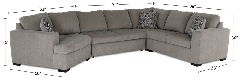 Legend 4-Piece Left-Facing Cuddler Sleeper Sectional - Platinum 