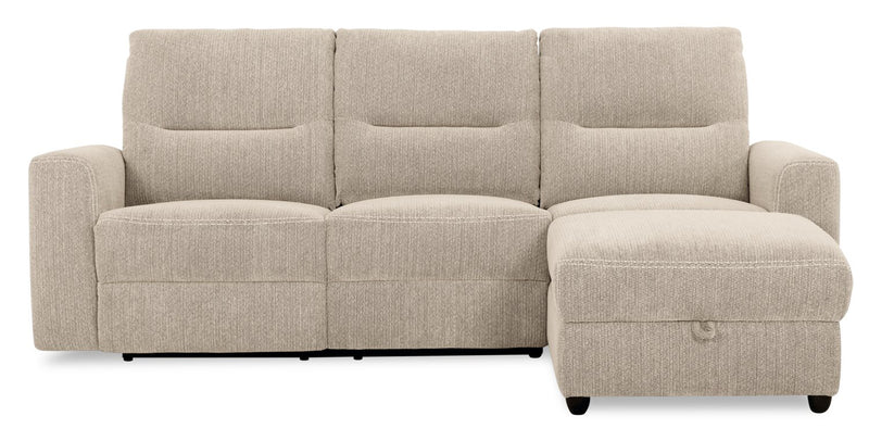 Meadow 2-Piece Right-Facing Taupe Chenille Fabric Power Reclining Sectional with Storage Chaise