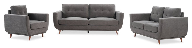 Cosmo 34\" Fabric Chair with Tufted Back Cushion - Charcoal