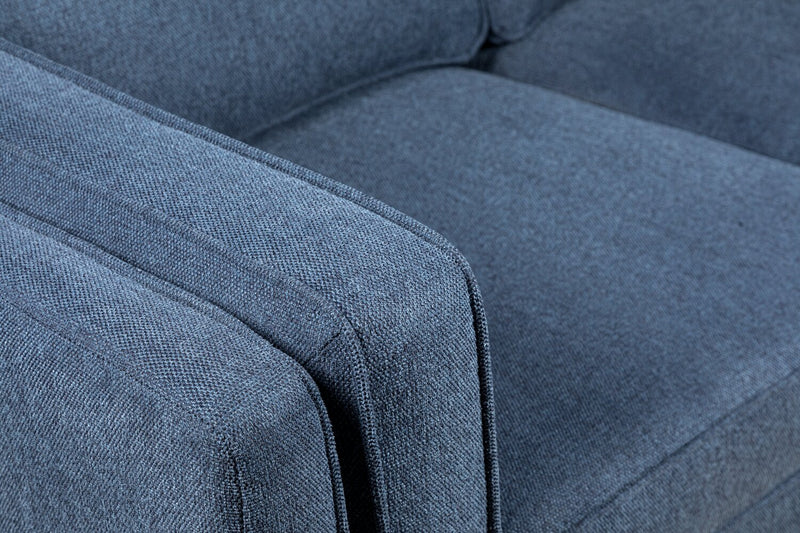 Kort & Co. Kassia 65.4\" Linen-Look Fabric Loveseat with Wood Base and Legs - Blue 
