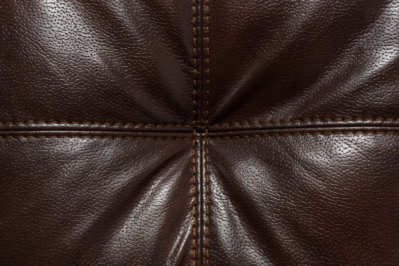 Made in Canada Addison 42\" Leather-Look Fabric Chair with Removable Seat Cushion and Tufting - Brown 