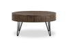 Sol 38” Rustic Round Solid Pine Wood Coffee Table - Brown