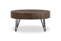 Kort & Co. Sol 38” Rustic Round Solid Pine Wood Coffee Table - Brown 