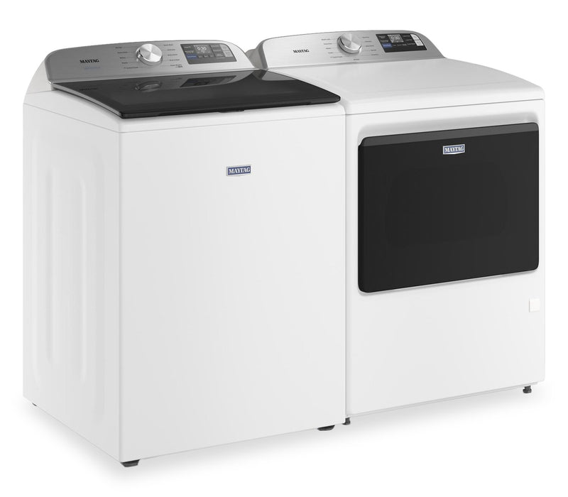 Maytag 6.0 Cu. Ft. Smart Top-Load Washer and 7.4 Cu. Ft. Front Load Electric Dryer – White 