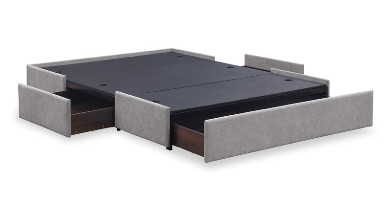 Amos Grey Upholstered Storage Bed with Channel Headboard - Queen