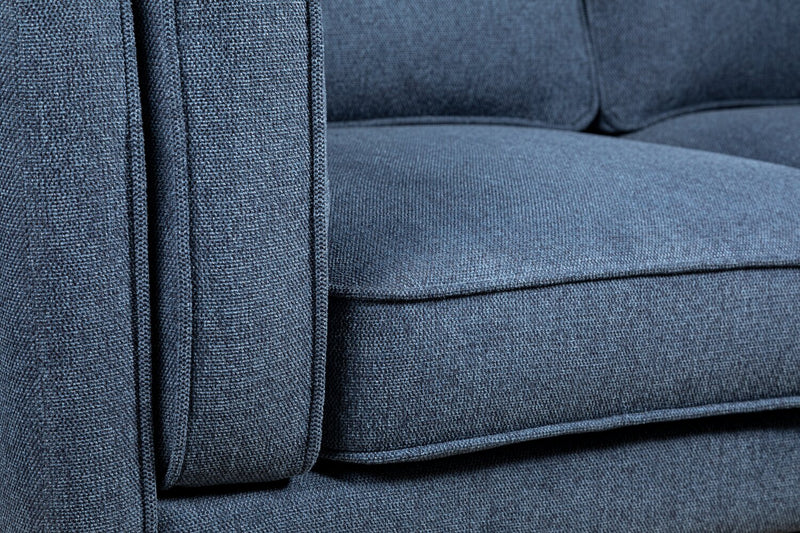 Kort & Co. Kassia 65.4\" Linen-Look Fabric Loveseat with Wood Base and Legs - Blue 