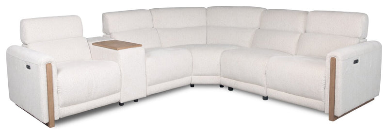 Sable 6-Piece Chenille Modular Power Reclining Sectional - Alabaster