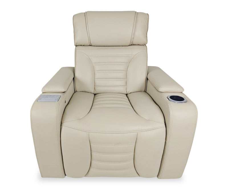 Zen 40\" Apricot Faux Leather Power Reclining Massage Chair with Power Headrest and Heated Seat