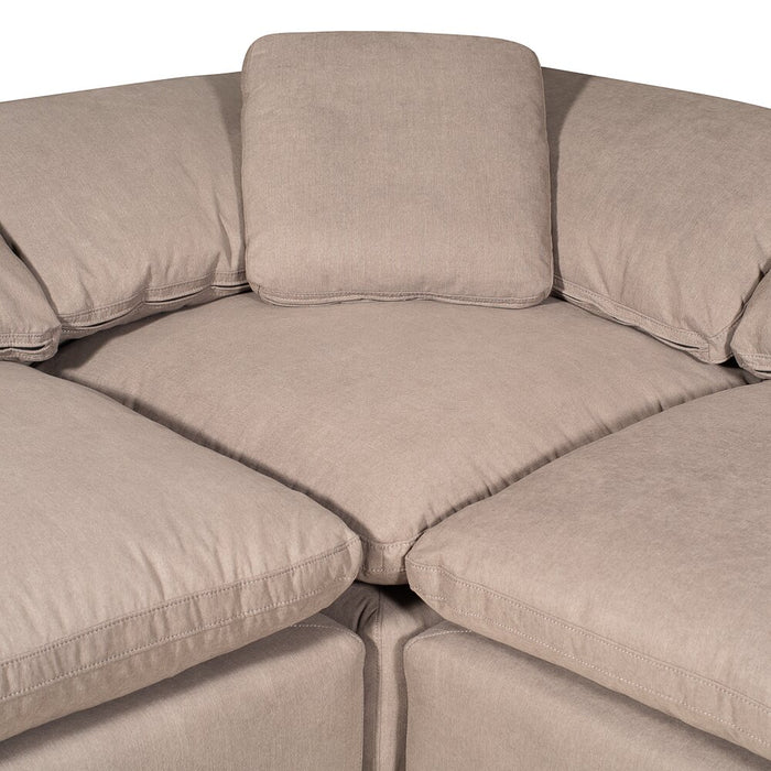 Eclipse 5-Piece Linen-Look Fabric Modular Sectional with Ottoman - Slate